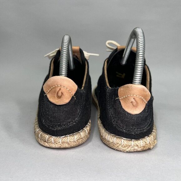 OluKai Women's Size 7 Kaula Pa‘a Lī Black Linen Canvas‎ Espadrille Sneakers - Picture 5 of 12